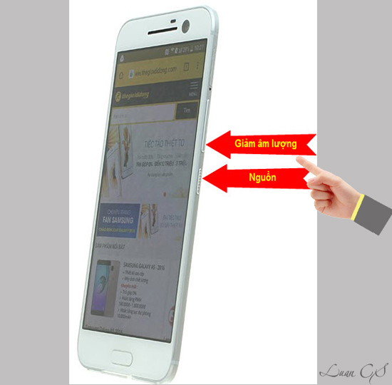 Bấm giữ hai phím trên để chụp lại màn hình